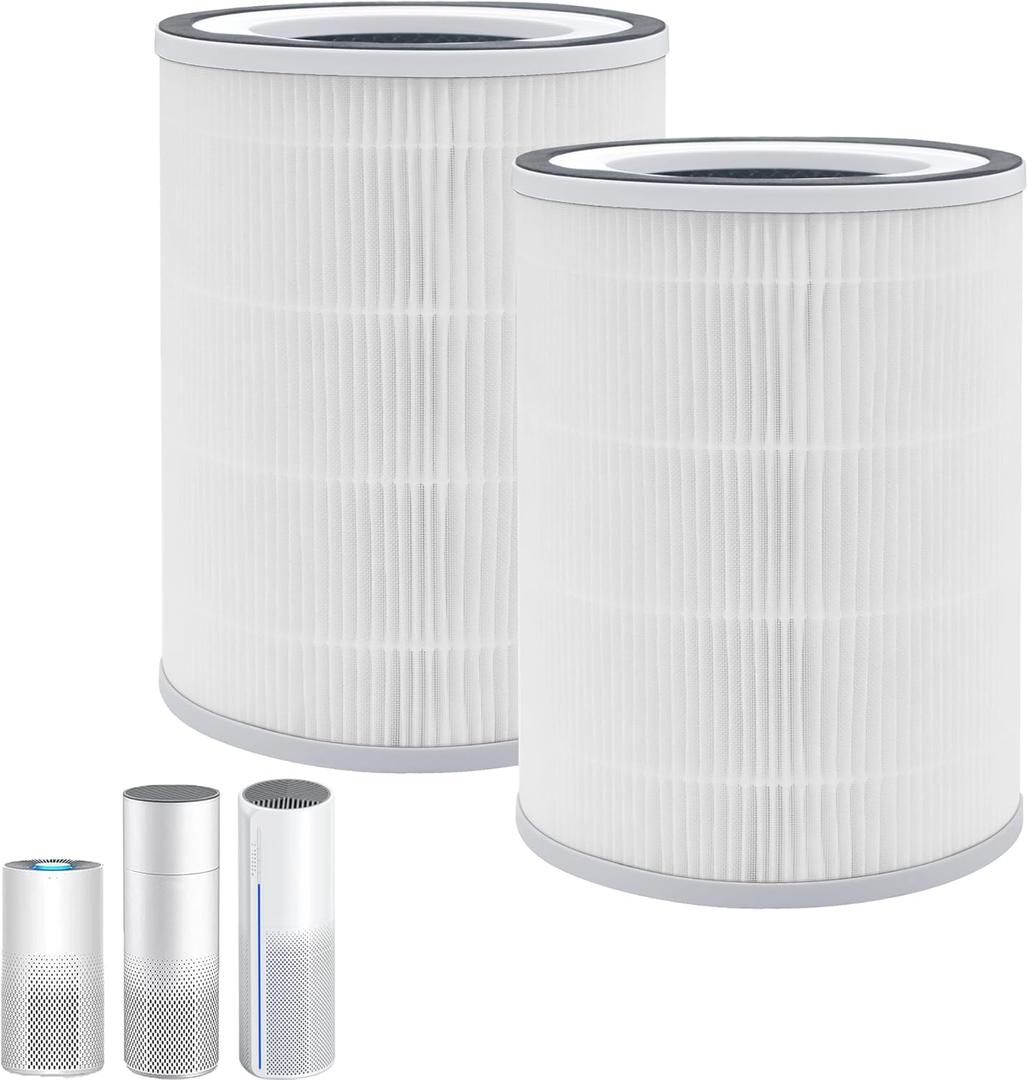 2 Pack Kilo Filter Compatible with Afloia KILO, KILOPLUS, KILOPRO, MIRO, MIRO PRO and MORENTO MR-Kilo Air Purifiers, 360 3 Stage Filtration Replacement Filters (White)