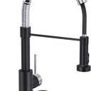 Kitchen Faucets with Pull Down Sprayer, Black&Brushed Nickel Spring Commercial Kitchen Sink Faucet Solid Brass with 10 Inch Mounting Table 1 Hole Or 3 Hole Compatible