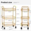 3 Tier Rolling Utility Cart, Storage Trolley Service Cart with Wheels Easy Assembly for Kitchen, Living Room, Office, Salon, Gold