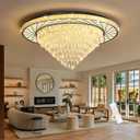 HAIXIANG Luxury Modern Crystal Chandelier Lighting Elegant Dining Room Living Room Fixture Chandeliers with 60W LED Dimmable Lights Black