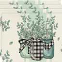 Artoid Mode Eucalyptus Buffalo Plaid Spring Placemats Set of 4, 12x18 Inch Vase Seasonal Table Mats for Party Kitchen Dining Decoration (Beige/Green)