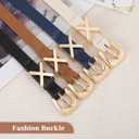 2 x JASGOOD Women Skinny Leather Belt for Pants Jeans Ladies Thin Waist Belt for Dress (Suit for waist size 37"-41", B-black+brown+beige+navy Blue)