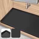 Under Sink Mat 34" x 22", Extra Thick Waterproof Silicone Liner, Cabinet Protector Tray Organizer for Kitchen (Black)