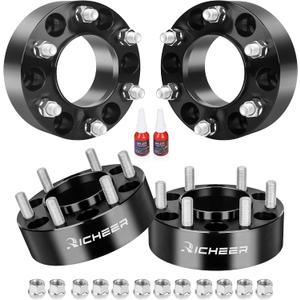2 x Richeer 2 inch 6x5.5 Hub Centric Wheel Spacers for 2024+ Tacoma Tundra Sequoia GX J250 LX600, 4PCS Forged 6x139.7mm Wheel Spacers with 14x1.5 Studs & 95.2mm Center Bore