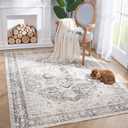 jinchan Area Rug  Entryway Rug Indoor Greige Vintage Washable Thin Doormat Non-Slip Lightweight Bathroom Kitchen Living Room Bedroom College Office , 58x36 Inches