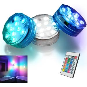 BOKKY 3 Pack RGB Waterproof Shower Light with Multi Color Convertible Wireless LED Shower Lamp - Ideal for Bath, Shower, Spa, Vanity Lamp, Pond, Party