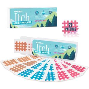 6 x Bite Itch Relief Patches 27 pcs for Kids & Adults, Instantly Reduce Swelling Itching, Natural Anti Itch Patches Kid-Friendly for Travel, Hiking, Summer Camp Essentials (Multi)
