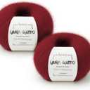 2 Skeins, Silk Mohair Luxury Yarns, Premium and Soft Blend for Knitting and Crocheting, Made in Italy (Red - 6026, 2)