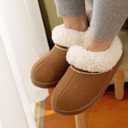 LongBay Women's Cozy Bootie Slippers Memory Foam Warm House Shoes with Fluffy Collar Non-Slip Indoor Outdoor Chestnut,5-6