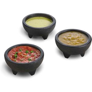HIC Kitchen Salsa Bowl Set with Faux-Stone Molcajete-Like Texture, BPA Free, Set of 3, 10-Ounce Capacity