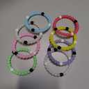 Zodaca 8 pack Silicone Beaded Bracelets - Cute Rubber Bracelets Set, Teen Girls, Women (2.6×0.3 in)