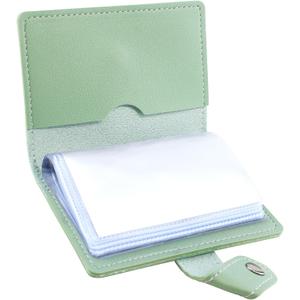 Leather Business Card Holder, 26 Card Slots, RFID Blocking Secure Professional Card Organizer with Snap Closure (Mint Green)