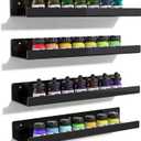 upsimples 4 Pack Acrylic Shelves for Wall Storage, 15" Floating Bookshelves for Kids, Display Shelf Organizer for Bathroom, Bedroom, Living Room Decor, Kitchen, Black