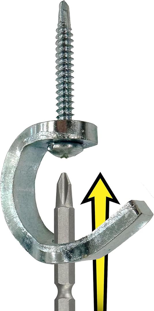 Drill Hook Self-Tapping Power-Driven Hook Screw, 2-Pack  Installs with Drill or Impact Driver for Fast Garage, Shop & Home Organization