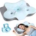 Cervical Neck Pillow- Ergonomic Memory Foam Pillows for Sleeping, Dual Ear Relief Zone Contour Pillow, Neck Support Pillows for Side Back &Stomach Sleeper (Blue)