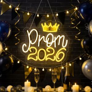 Baquler Light up Prom 2026 LED Neon Sign with Crown 15 x 13 Adjustable Hanging LED Light Sign for Photos Prom Party Class of 2026 Celebrations Graduation Gift for Dorm Backdrop Room Decor