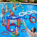 INFLATABLE 2-in-1 Game Basketball & Ring Toss Inflates to 21.65 inch × 19.69 inch Ages 3+, 2 Pack