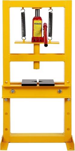 6-Ton H-Frame Hydraulic Shop Press, Heavy-Duty Bearing Garage Floor Benchtop, 1300 Pounds Presses for Bending, Bearing Removal & Adjustable Plates for Worker (4 Height Adjustable)