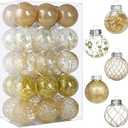 Clear Christmas Ball Ornaments, 30ct 2.36" Gold Shatterproof Xmas Ball Decorations Set Decorative Hanging Ornaments for Christmas Tree Home Office Decor Gift for Christmas Party Wedding