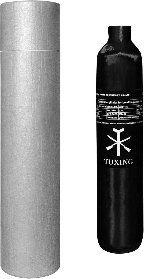 TUXING 4500Psi Pcp Air Tank 0.5L 31Cu in 500cc Carbon Fiber HPA Tank, Gas Cylinder, Paintball Hunting for PCP Air Rifle Gun Daystate and FX Thread M18 * 1.5