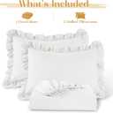 Homiest 2-Pieces Ruffle Pillow Case & Fitted Sheet Set, White Twin Sheets with Ruffled Pillow Shams, 15 Inch Deep Pocket, Cute & Coquette Microfiber Bed Set for Decorating Bedroom Hotel