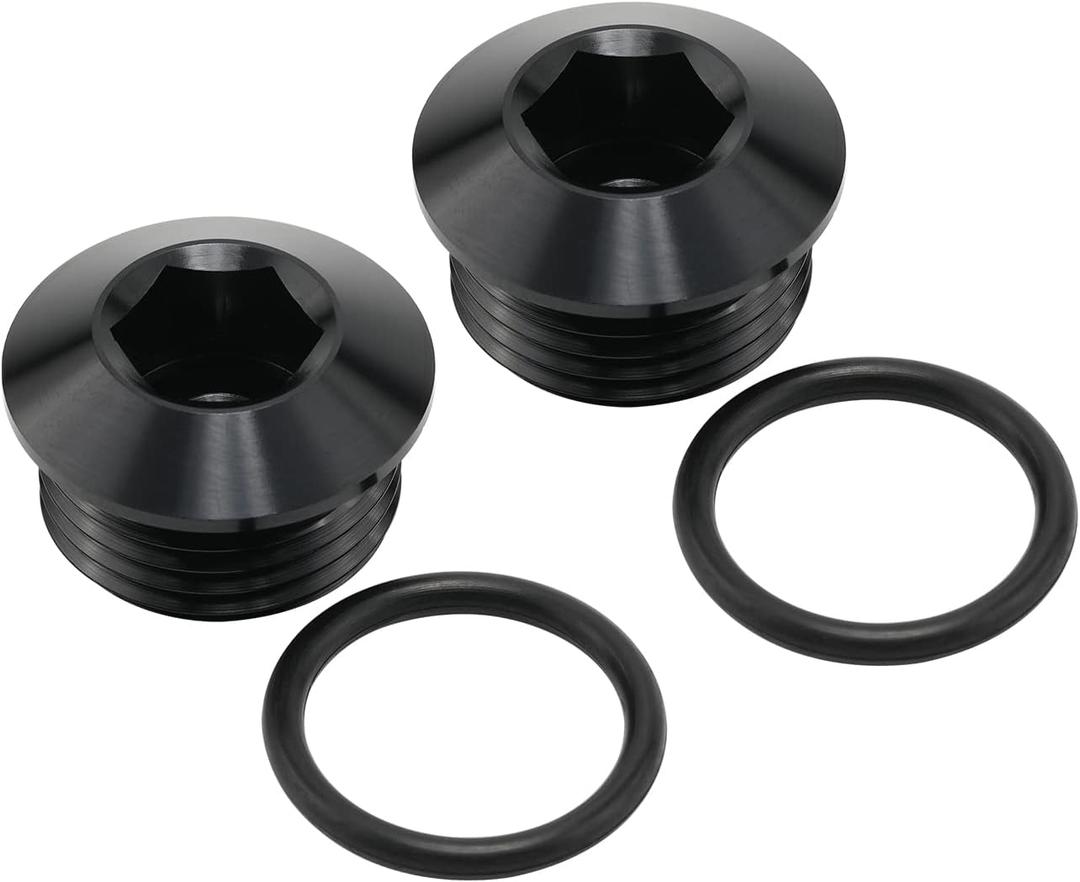 8AN 8 ORB O-ring Seal Boss Socket Port Plug Block Off Fitting Adapter Aluminum Black, Pack of 2