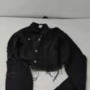 ZERMOM Women's Cropped Denim Jacket Button Down Long Sleeve Fitted Crop Top Jean Coat (X-Large)