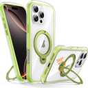 Magnetic for iPhone 16 Pro Case with Stand [Compatible with MagSafe][360 Rotatable Ring Holder Kickstand][Military Grade Protection] Airbag Shockproof Case for i Phone 16Pro 6.3 Inch, Green