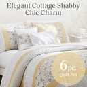 Madison Park 100% Cotton Quilt Set Floral Print, Double Sided Stitching, All Season, Lightweight Coverlet Shabby Chic Bedding Layer, Matching Shams, King/Cal King, Yellow 6 Piece