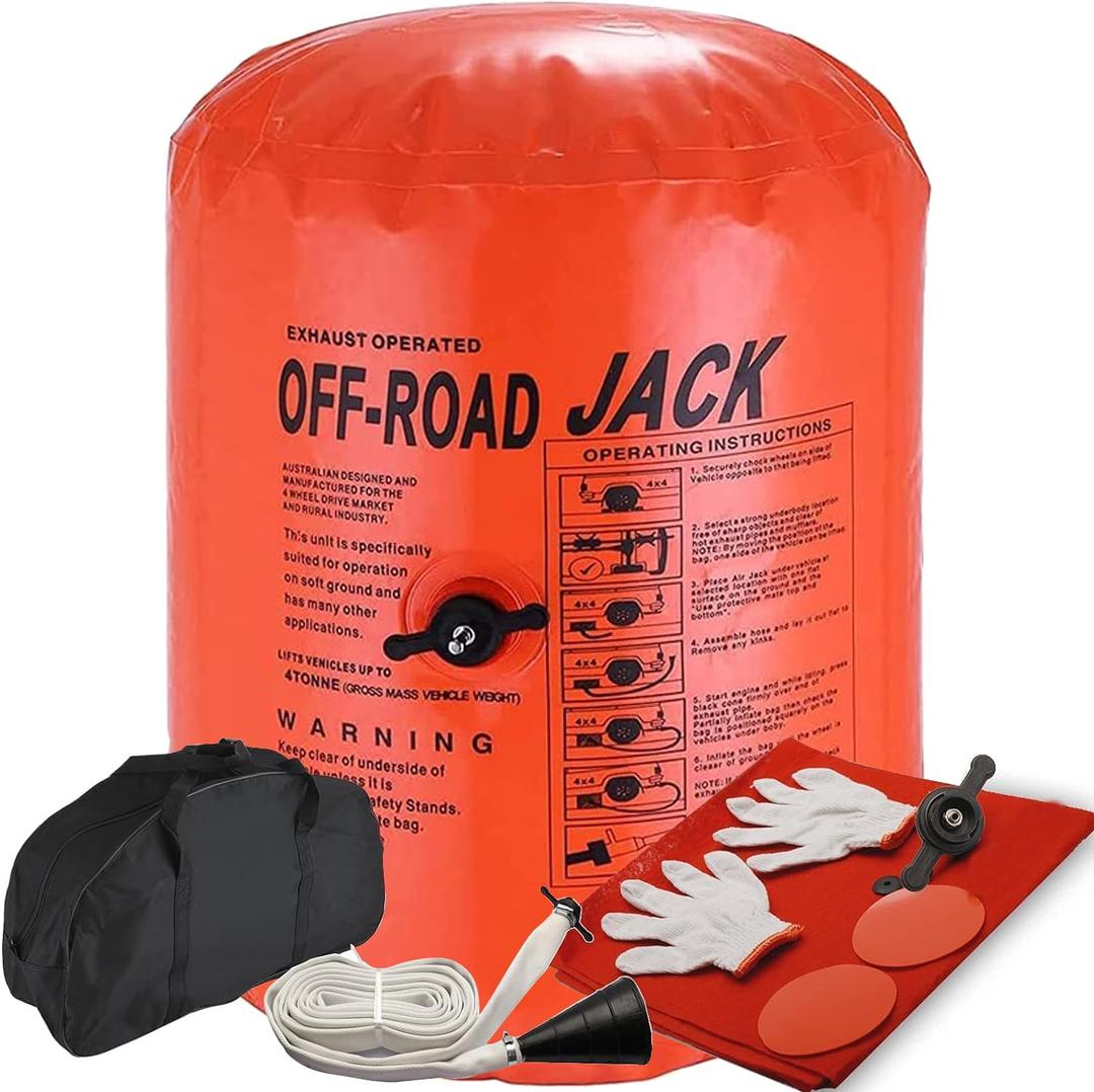 4 Ton Off-Road Exhaust Air Jack 8800lbs Lifting Capacity Inflatable Soft Jack 31.5-inch Height, Double Inflatable Systems, for SUV Car Truck Rescue 1000 Denier Nylon Material with Carrying Bag