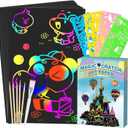 Smasiagon Scratch Paper Art Set for Kids: 60 Pcs Magic Black Scratch Off Art Crafts Kits Colorful Drawing Toys for 3-12 Year Old Girls Boys Halloween Party Favor Game DIY Birthday Christmas Gift