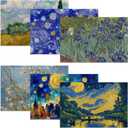 Van Gogh Style Watercolor Painting Placemats, 12 x 18 inch, Linen Placemat Kitchen Dining Room Decor Holiday Decor Rustic Vintage Waterproof Washable Placemat Set of 6