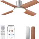 Dreo Ceiling Fans with Lights, 12 Speeds & 3 Fan Modes, Quiet DC Motor, Low Profile Easy to Install, Flush Mount Smart Ceiling Fan with Dimmable LED, 12H Timer for Bedroom, Remote, Silver, 44''