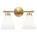 Hamilyeah Bathroom Vanity Light Fixture, 2 Light Milk Glass Lighting, White and Gold Lights Over Mirror, Two Bulb Sconces Wall Lighting for Living Room, Bedroom, Restroom, Bath, Dining Room UL Listed