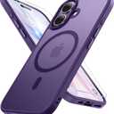 Miracase Magnetic for iPhone 17 Case (Compatible with MagSafe) with Screen Protector Military-Grade Protection, Anti-Fingerprint Translucent Matte Phone Cover for iPhone 17 6.3 inch, Dark Purple