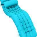Tudomro 66'' Outdoor Chaise Lounge Cushion Waterproof Patio Pool Chaise Lounge Cushion with Headrest Pillow Tie Fade Resistant Replacement Longue Rocking High Back Chair(Blue,1 Pcs)