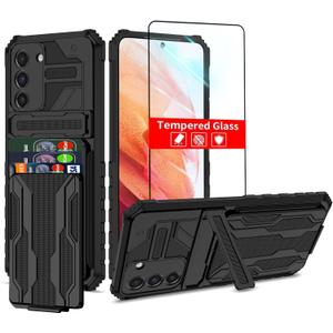 for Samsung Galaxy S21 FE 5G Case Wallet with Card Holder, Built-in Stand with Screen Protector, 360 Full Body Shockproof Heavy Duty Case for Samsung Galaxy S21 FE 6.4'' (Not Fit S21)