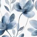 Laatse Blue Floral Wallpaper Peel and Stick Light Flower White Contact Paper 17.5in x118in Modern Watercolor Wall Paper Vinyl Waterproof Self Adhesive Botanical for Bedroom Cabinet Decor