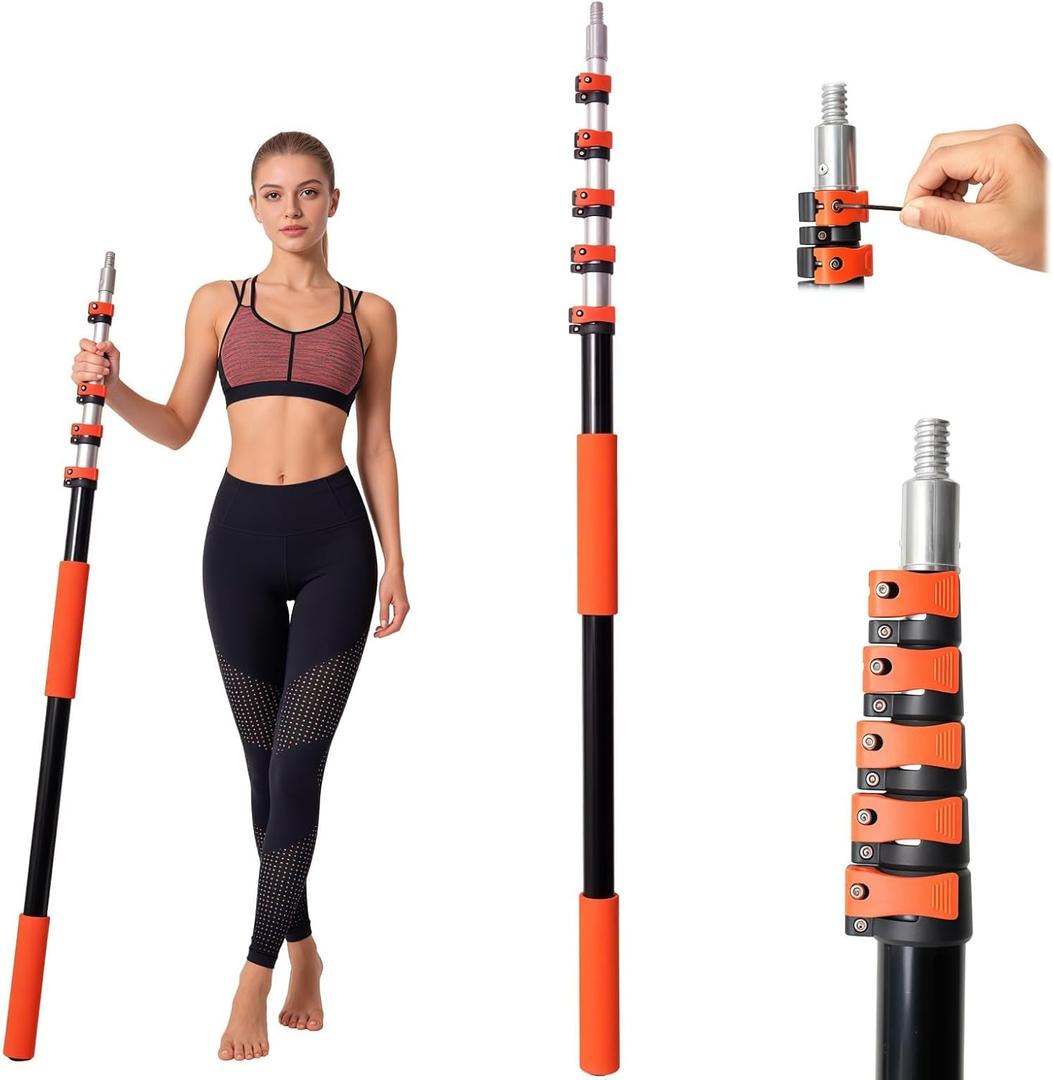 30FT Reach Telescopic Extension Pole-5-24FT Multi-Purpose Extension Pole with Easy Flip Lock, Universal Twist-on Metal Tip, Lightweight Sturdy Aluminum Paint Roller Extension Pole for Window Cleaning