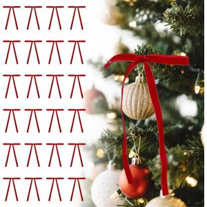Utehilly Red Vintage Velvet Bows Decorations Small Ornaments for Christmas Tree, Garland, Wreath, Door, Outdoor (24 Pcs, 5 * 7 Inch)