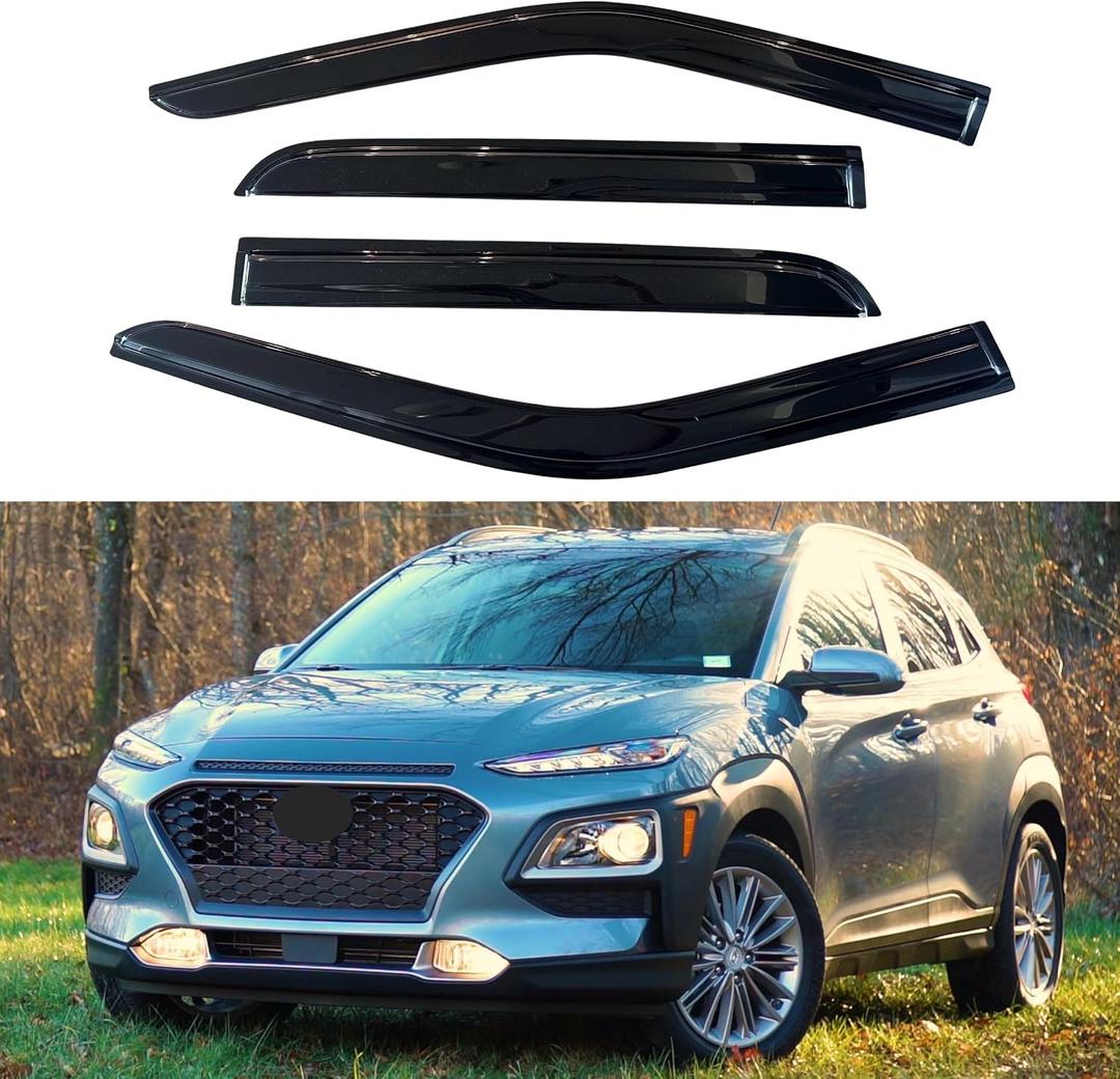 IG Window Visors Fit for 2018-2023 Hyundai Kona, Out-Channel Rain Guards Vent Wind Deflectors 4PC, Car Accessories for 18-23 Kona