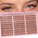 Brown Lash Clusters Natural For Soft Glam 300Pcs Wispy Lashes Cluster Eyelash Cluster Extensions C Curve Individual Lashes DIY Lash Extension Waterproof & Long - Lasting (10-16mm)