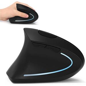 Lekvey Left Handed Mouse, Wireless 2.4 GHz USB Lefty Left Hand Ergonomic Vertical Mouse, Less Noise - Black