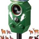 Solar Ultrasonic Animal Repellent, 1 Pack Deer Repellent Device Outdoor, IP65 Waterproof Cat Repeller with RIP Sensor, Effective Deterrent Dogs, Raccoons, Skunks, Squirrels, Rabbits - Green
