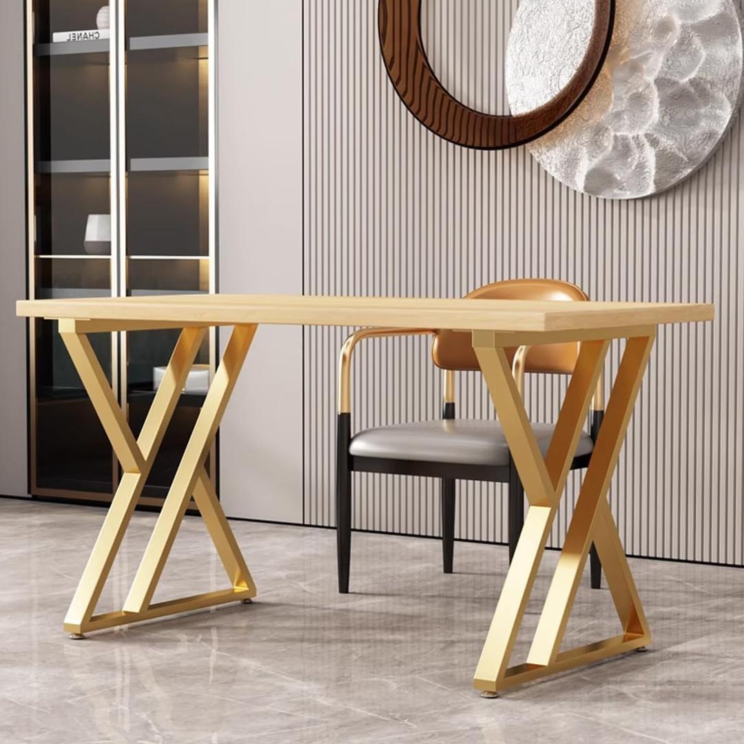 Metal Industrial Gold Dining Modern Table Legs 28 inch Desk Legs Base Cast Iron Welding Wrought Iron Coffee Table Bench Legs Night Stand Office Table Triangle Shape Black DIY 28" H x19.7W (2 pcs)