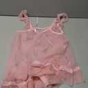 OYOANGLE Women's Lingerie Set 2 Piece Mesh Lace Sheer Chemise and G String Babydoll Nightwear (Pink), Small