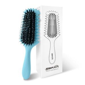 Curl Defining Brush, Boar Bristle Hair Brush Gifts for Women and Men  Shape, Volumize, and Detangle Curly Hair Styling with Reduced Pulling and Curl Separation Blue