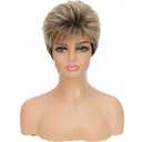 Miradin Short Blonde Mix Pixie Cut Wig for Women Natural Looking Synthetic Heat Resistant Wig Daily Wear and Older Women