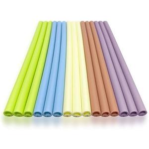 HAPPY CREATE Reusable Silicone Washable Softy Drinking Straws Snap Openable & Washable Straight Smoothie Flexible Straw Hot and Cold Compatible (15, citron+pink duck+cream+pool+orchid, 10 inch 10mm)