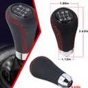 VBT Universal 5-Speed Leather Shift Knob with Boot Cover in Black - Fits Most Manual Transmission Cars (3.63" L x 1.86" W x 1.12" H)